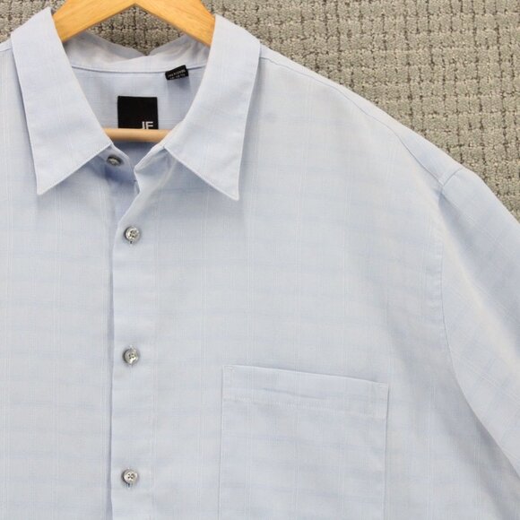 JF J.Ferrar Shirt Mens 2XL Blue Plaid Button Down Casual Short Sleeve Collared - Picture 3 of 10